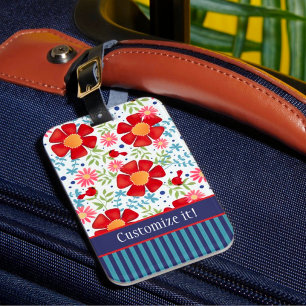 Etiqueta Para Maletas Personalizado Floral Cardenal Nombre Inespiritivid
