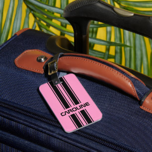 Etiqueta Para Maletas Personalizado Guay Cute Rosa Black Auto Race Banda