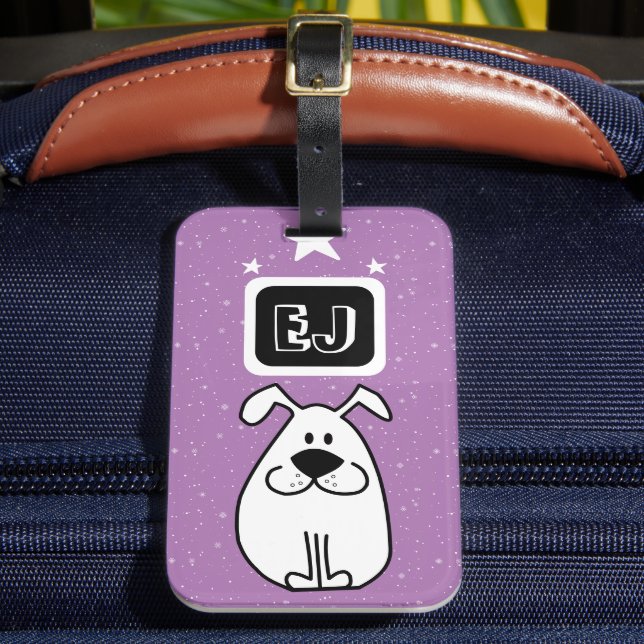 Etiqueta Para Maletas Personalizado Iniciales Tema Perro (Anverso In situ 2)