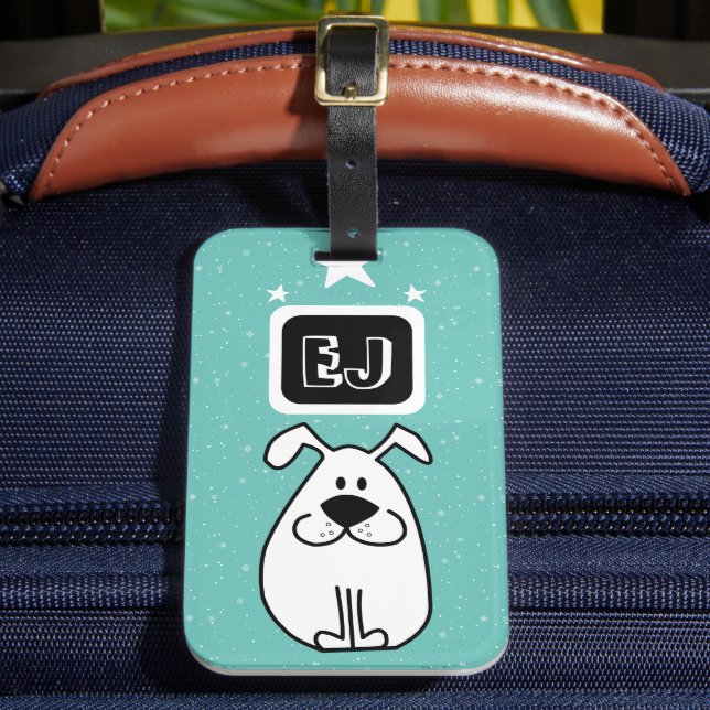Etiqueta Para Maletas Personalizado Iniciales Tema Perro (Anverso In situ 2)