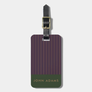 Etiqueta Para Maletas Personalizado Khaki Purple Gold Stripe Manly