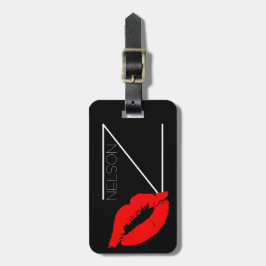 Etiqueta Para Maletas Personalizado Kiss Lip Black Red Lipstick Nelson M
