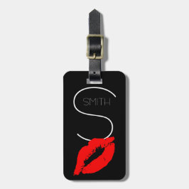 Etiqueta Para Maletas Personalizado Kiss Lips Black Red Lipstick Smith M