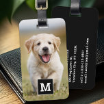 Etiqueta Para Maletas Personalizado Mascota de fotografía de perro Monog<br><div class="desc">Embarque en sus viajes con un toque de personalidad y un toque de fantasía con nuestra etiqueta moderna para el equipaje fotográfico diseñada especialmente para los amantes del perro. Ya sea que se vaya de viaje de negocios o de vacaciones, esta etiqueta de equipaje garantiza que sus pertenencias sean identificables...</div>