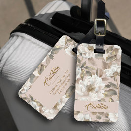 Etiqueta Para Maletas Personalizado Moda elegante Gran Camila Flor Oro R