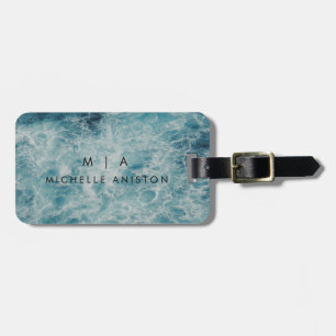 Etiqueta Para Maletas Personalizado Monograma de las olas de la playa de