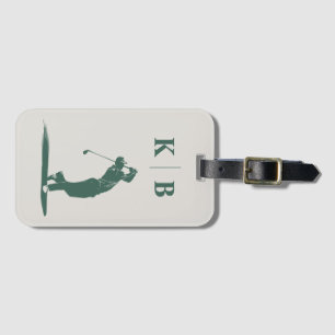 Etiqueta Para Maletas Personalizado Monograma Elegante Golf Verde Person