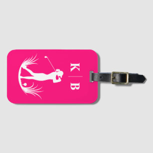 Etiqueta Para Maletas Personalizado Monograma Golf rosa personalizado fe