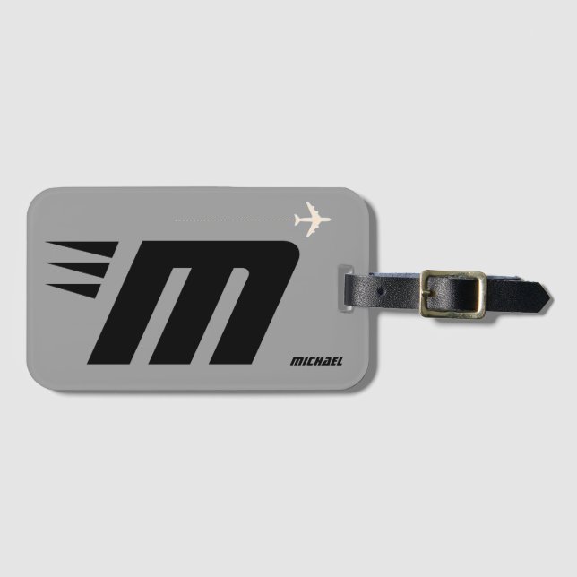 Etiqueta Para Maletas personalizado monograma inicial personalizado (Anverso horizontal)