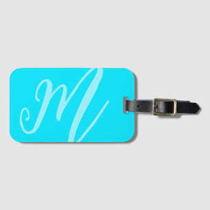 Etiqueta Para Maletas Personalizado Monograma Nombre neón moderno azul r