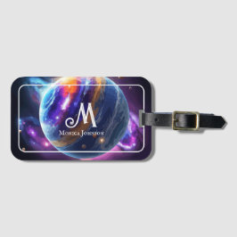 Etiqueta Para Maletas Personalizado Monograma Nombre Planeta Galaxia