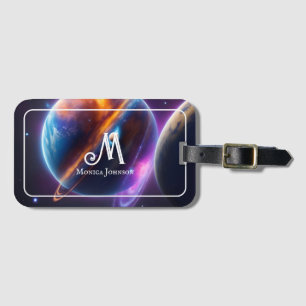 Etiqueta Para Maletas Personalizado Monograma Nombre Planeta Galaxia