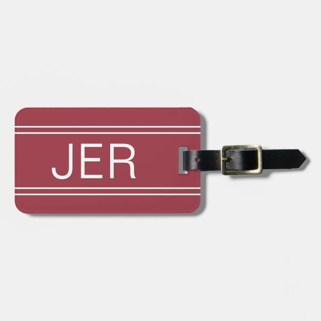 Etiqueta Para Maletas Personalizado Monograma Red Simple Plantilla Viaje (Frente Horizontal)