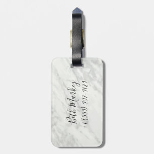 Etiqueta Para Maletas Personalizado Monogramado de Mármol Moderno Blanco