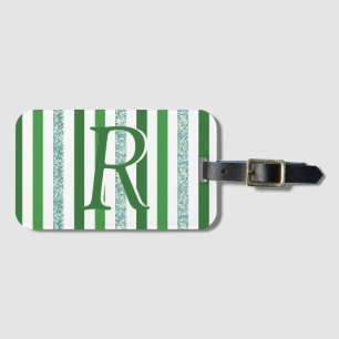 Etiqueta Para Maletas Personalizado monogramado de rayas Purpurinas de p