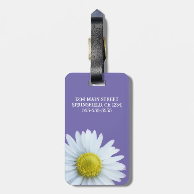 Etiqueta Para Maletas Personalizado morado blanco floral (Atrás Vertical)