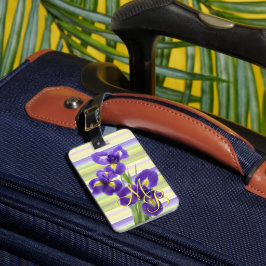 Etiqueta Para Maletas Personalizado Morado Iris Watercolor Stripes Patró