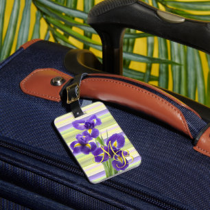 Etiqueta Para Maletas Personalizado Morado Iris Watercolor Stripes Patró