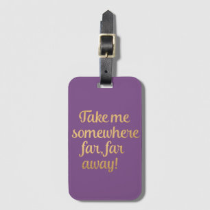 Etiqueta Para Maletas Personalizado Morado Oro Llévame Lejos