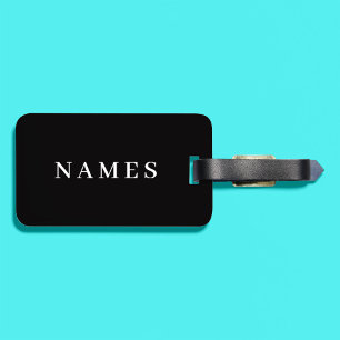 Etiqueta Para Maletas Personalizado negro simple Añadir su nombre elegan