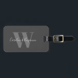Etiqueta Para Maletas Personalizado Nombre de pareja caligrafía Monogram<br><div class="desc">Nombre de pareja personalizado Caligrafía Monogramada Etiqueta de equipaje negro y gris</div>