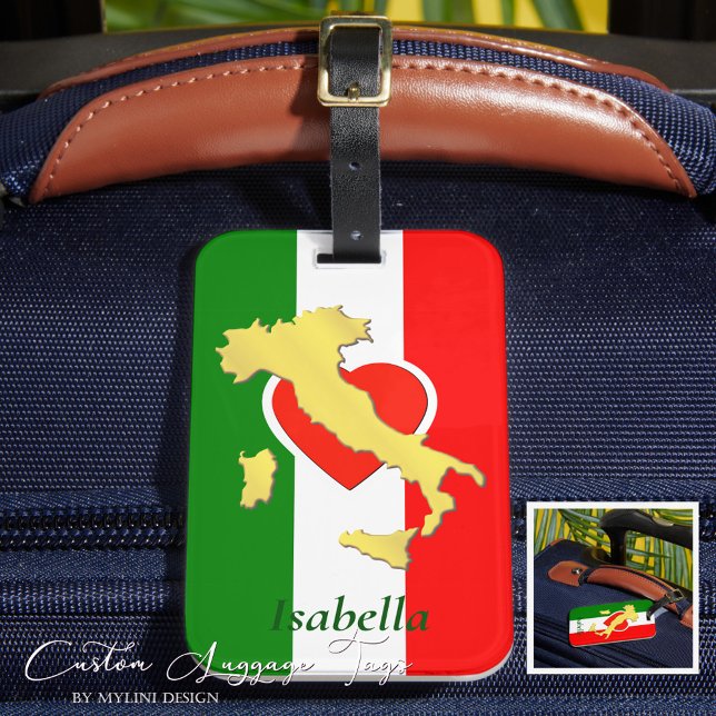 Etiqueta Para Maletas Personalizado Oro Italia Mapa Bandera italiana (Subido por el creador)