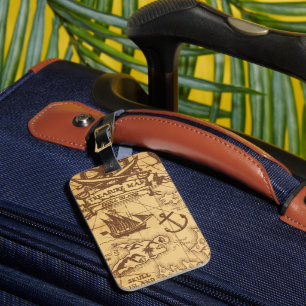 Etiqueta Para Maletas Personalizado Pirate mapa punto de tierra Familia