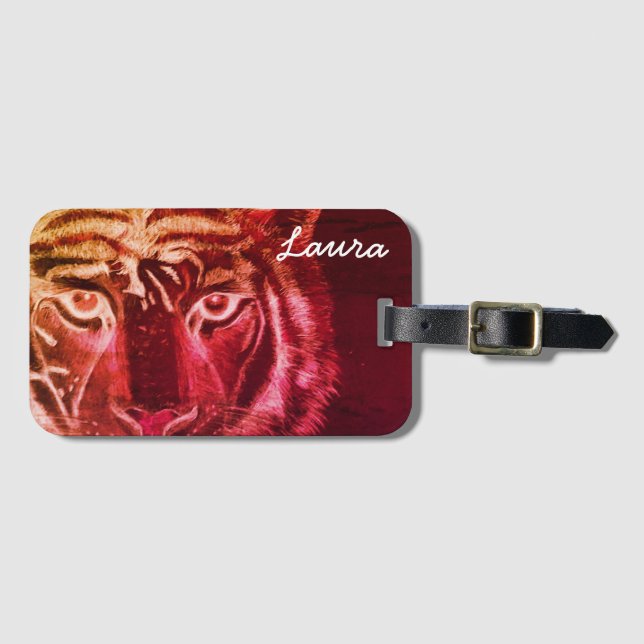Etiqueta Para Maletas Personalizado por el nombre Tiger Design (Anverso horizontal)