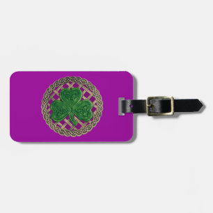 Etiqueta Para Maletas Personalizado Purple Shamrock Celtic Knots Etiquet
