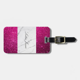 Etiqueta Para Maletas Personalizado Purpurina rosa mármol blanco Imprimi