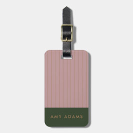 Etiqueta Para Maletas Personalizado Rosa Caqui Dorado Elegante Raya