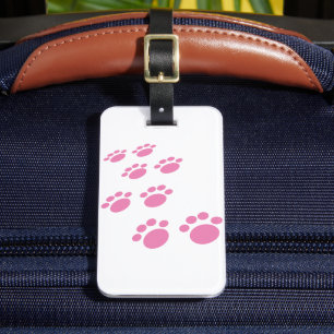 Etiqueta Para Maletas Personalizado rosa lindo Mascota Paw Trail
