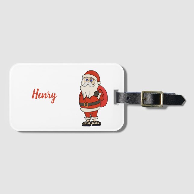 Etiqueta Para Maletas Personalizado Santa Claus Navidades Flip Flops (Anverso horizontal)