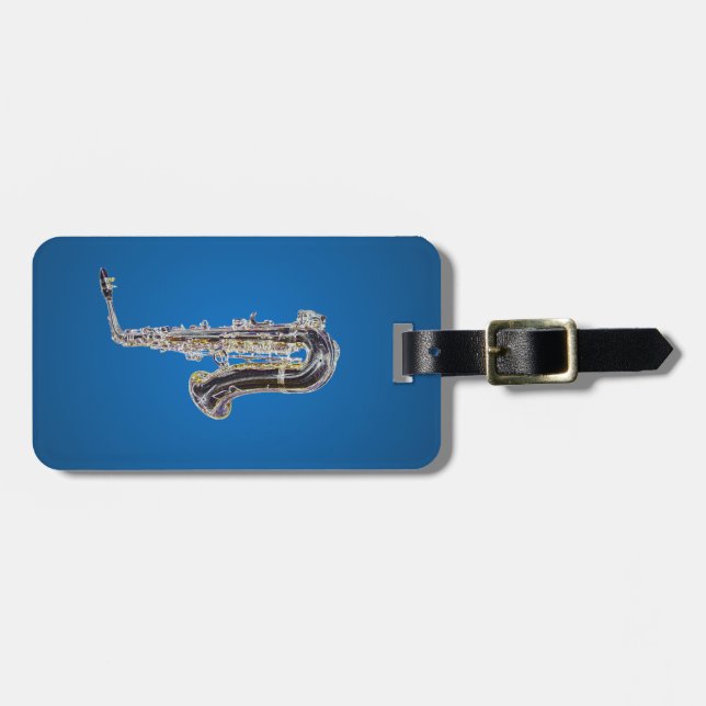 Etiqueta Para Maletas Personalizado saxofón (Frente Horizontal)