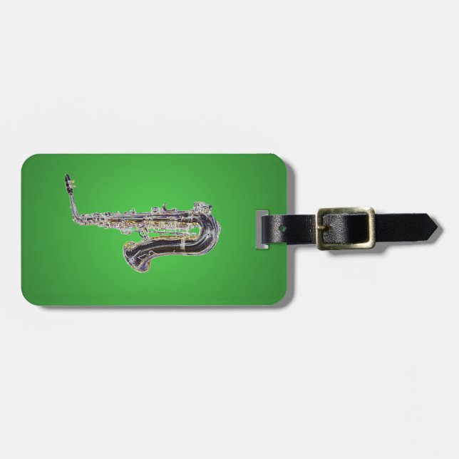 Etiqueta Para Maletas Personalizado saxofón (Frente Horizontal)