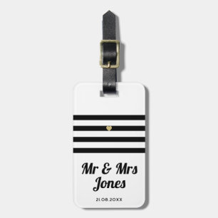 Etiqueta Para Maletas Personalizado Sr. y Sra. White Boda Newlyw