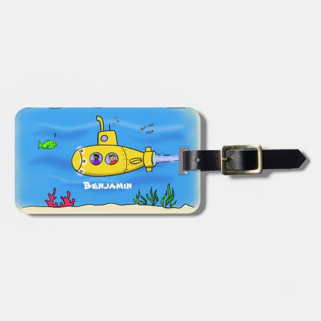 Etiqueta Para Maletas Personalizado submarino feliz (Frente Horizontal)