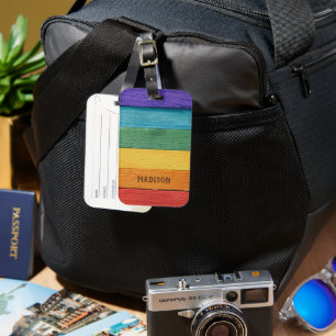 Etiqueta Para Maletas Personalizado Texto Arcoiris