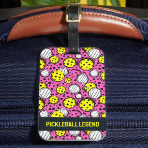 Etiqueta Para Maletas Personalizado texto bolas de pickleball amarillas