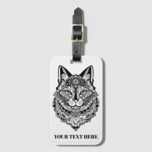 Etiqueta Para Maletas Personalizado Texto Gato ornamental