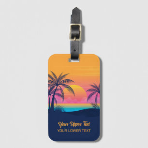 Etiqueta Para Maletas Personalizado Texto Isla tropical Atardecer