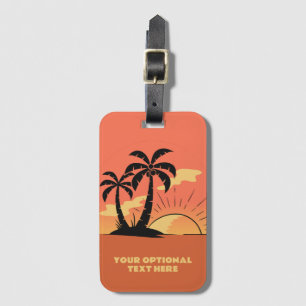 Etiqueta Para Maletas Personalizado Texto Isla tropical Atardecer