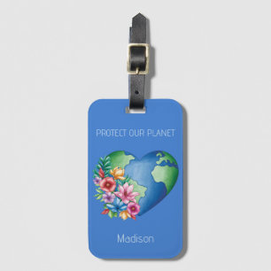 Etiqueta Para Maletas Personalizado Texto Planeta Tierra Corazón