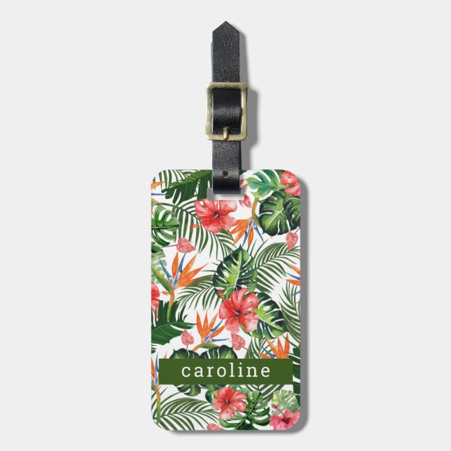 Etiqueta Para Maletas Personalizado tropical floral llamado "Personaliza (Frente Vertical)