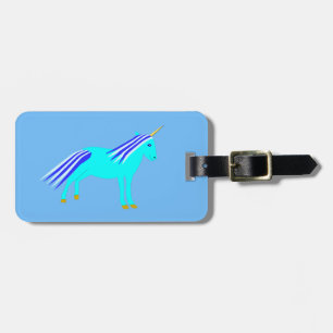 Etiqueta Para Maletas Personalizado unicornio de niño pequeño azul
