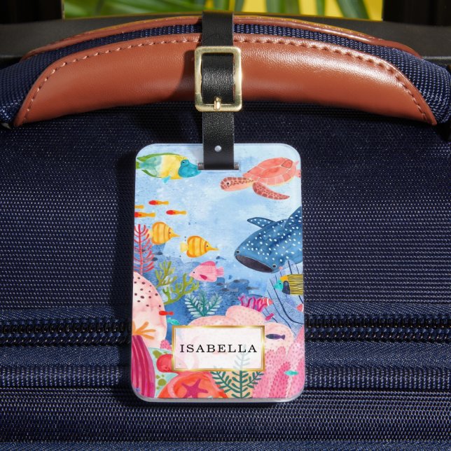Etiqueta Para Maletas Personalizado | Vida marina (Anverso In situ 2)