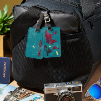 Etiqueta Para Maletas Personalizado y elegante, mapa mundial de viajes e