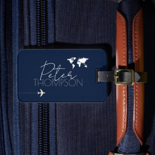 Etiqueta Para Maletas Personalizado y elegante viajero de color azul osc