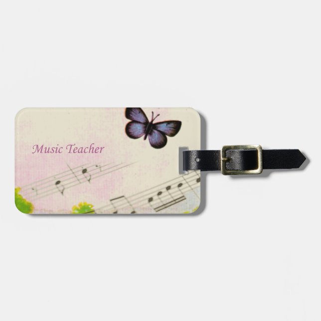 Etiqueta Para Maletas Personalizar, mariposas musicales gracias profesor (Frente Horizontal)