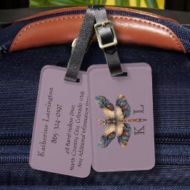 Etiqueta Para Maletas Personalizar Monograma Info Personal Libélula